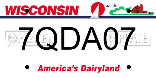 7QDA07 Wisconsin License Plate