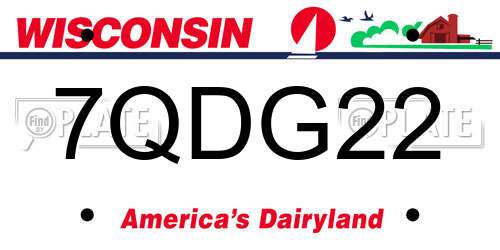 7QDG22 Wisconsin License Plate