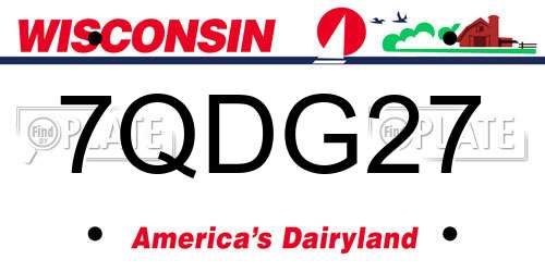 7QDG27 Wisconsin License Plate