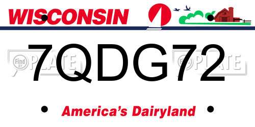 7QDG72 Wisconsin License Plate