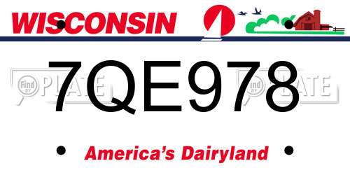 7QE978 Wisconsin License Plate