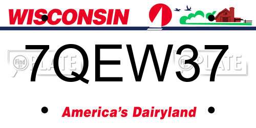 7QEW37 Wisconsin License Plate