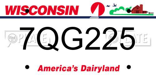 7QG225 Wisconsin License Plate