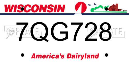 7QG728 Wisconsin License Plate