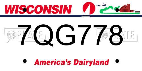 7QG778 Wisconsin License Plate