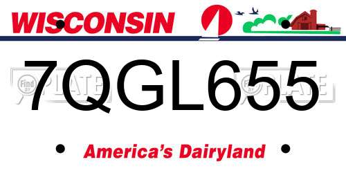 7QGL655 Wisconsin License Plate