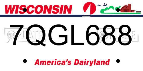 7QGL688 Wisconsin License Plate