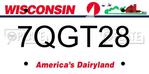 7QGT28 Wisconsin License Plate