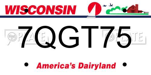 7QGT75 Wisconsin License Plate