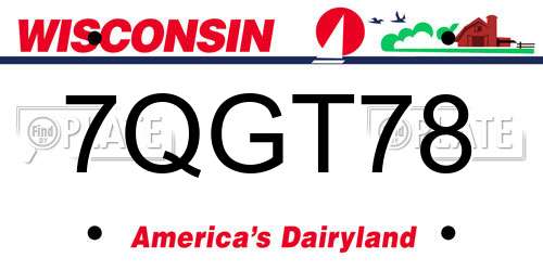 7QGT78 Wisconsin License Plate