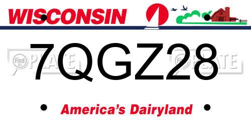 7QGZ28 Wisconsin License Plate
