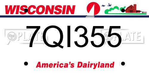 7QI355 Wisconsin License Plate
