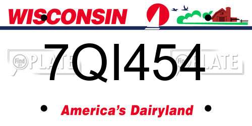 7QI454 Wisconsin License Plate