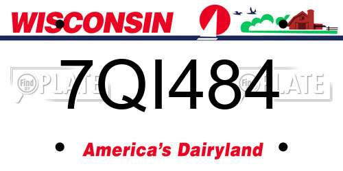 7QI484 Wisconsin License Plate