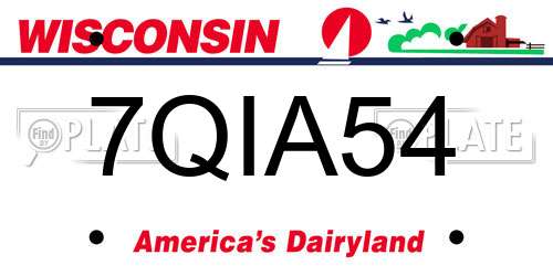 7QIA54 Wisconsin License Plate