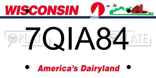 7QIA84 Wisconsin License Plate