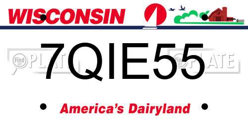 7QIE55 Wisconsin License Plate
