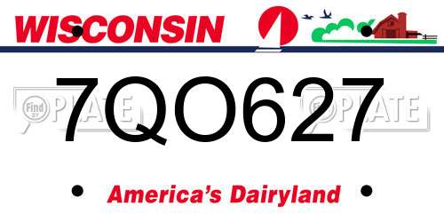 7QO627 Wisconsin License Plate