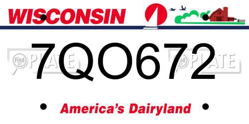 7QO672 Wisconsin License Plate