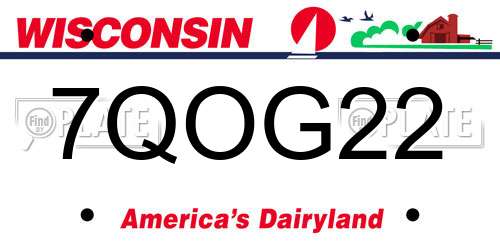 7QOG22 Wisconsin License Plate
