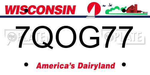 7QOG77 Wisconsin License Plate