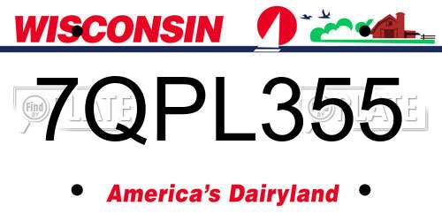 7QPL355 Wisconsin License Plate