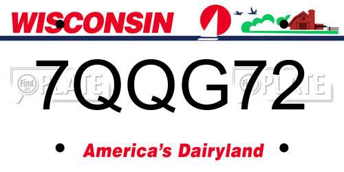 7QQG72 Wisconsin License Plate