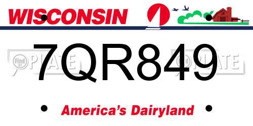 7QR849 Wisconsin License Plate