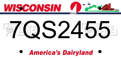7QS2455 Wisconsin License Plate