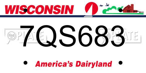 7QS683 Wisconsin License Plate