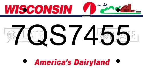 7QS7455 Wisconsin License Plate