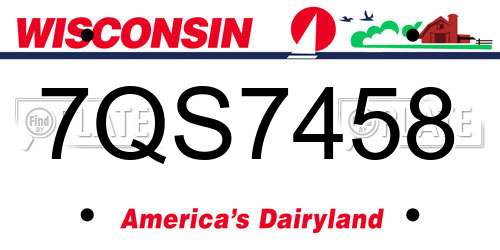 7QS7458 Wisconsin License Plate