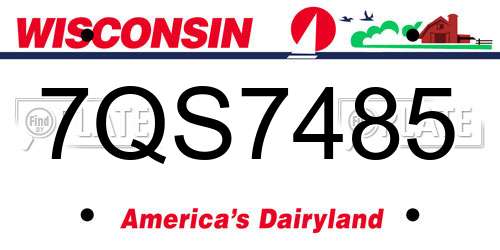 7QS7485 Wisconsin License Plate