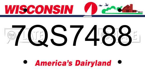 7QS7488 Wisconsin License Plate