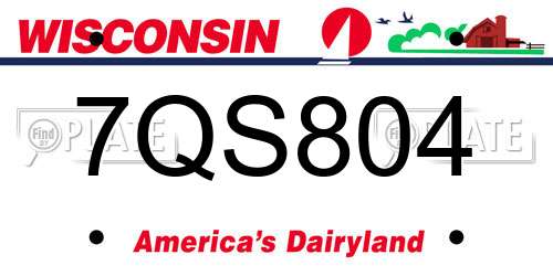 7QS804 Wisconsin License Plate