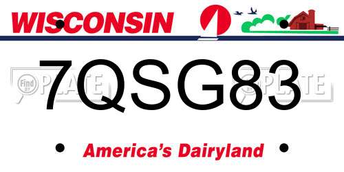 7QSG83 Wisconsin License Plate