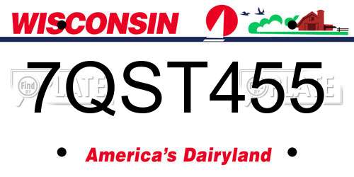 7QST455 Wisconsin License Plate