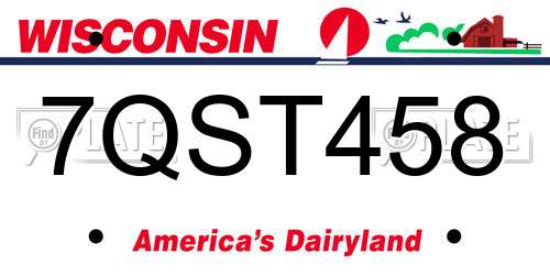 7QST458 Wisconsin License Plate