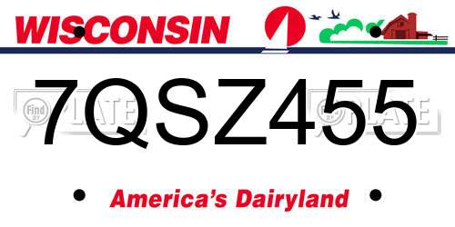 7QSZ455 Wisconsin License Plate