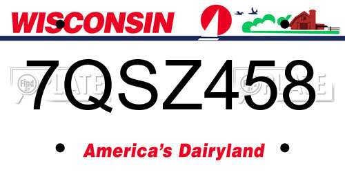 7QSZ458 Wisconsin License Plate