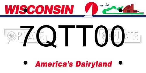 7QTT00 Wisconsin License Plate