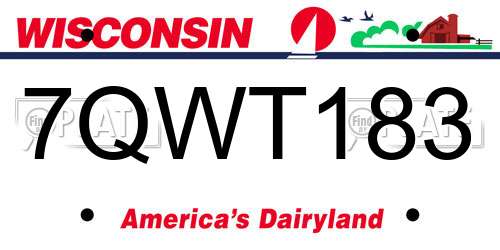 7QWT183 Wisconsin License Plate