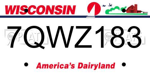 7QWZ183 Wisconsin License Plate