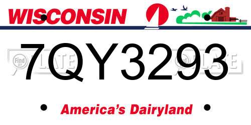 7QY3293 Wisconsin License Plate