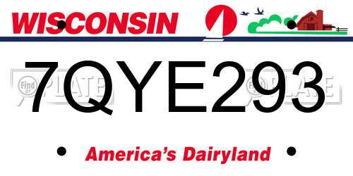 7QYE293 Wisconsin License Plate