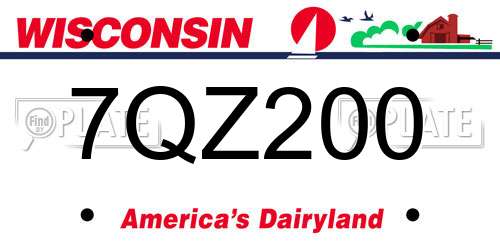 7QZ200 Wisconsin License Plate