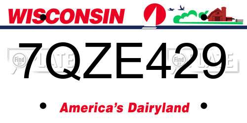 7QZE429 Wisconsin License Plate