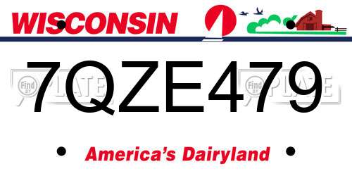 7QZE479 Wisconsin License Plate