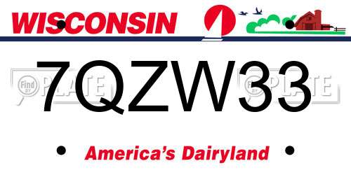 7QZW33 Wisconsin License Plate