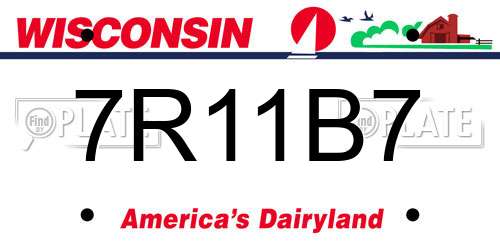 7R11B7 Wisconsin License Plate